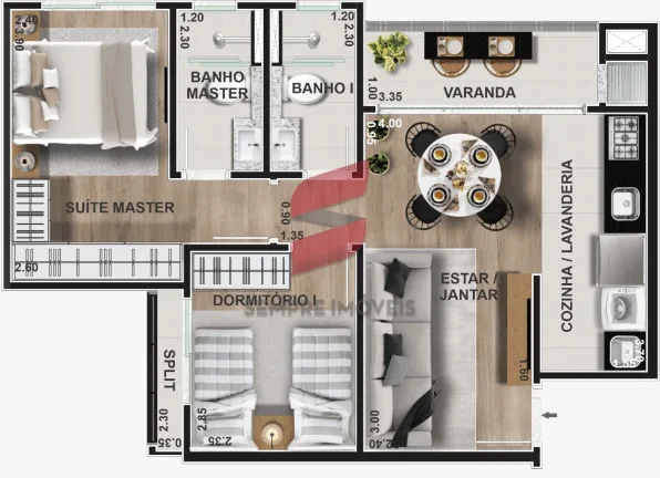 Imagem APARTAMENTO com 2 dormitórios à venda com 59m² por R$ 455.000,00 no bairro Capão Raso - CURITIBA / PR