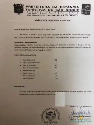 Imagem Área 50mil m2 à Venda de frente para Raposo Tavares em São Roque