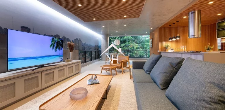Imagem apartamento de 154m c/ 3 suites, terraço gourmet, hall privativo, depósito, 2 vagas, piscina, deck, solarium, sauna, salão de festas, churrasqueira