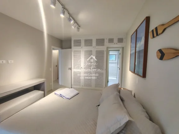 Imagem Apartamento atualizado e reformado com vista para o mar e lazer, 3 quartos com suíte e 2 vagas na Pitangueiras, Guarujá-SP - 165m² de área.
