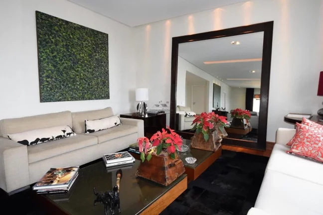 Imagem Apartamentos com terraço gourmet com piso em madeira de demiloção, living para 03 ambientes, 03 s...