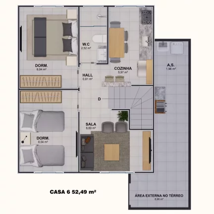Imagem Sobrado de Condomínio com 2 dorms, Maracanã, Praia Grande - R$ 290 mil, Cod: 2255