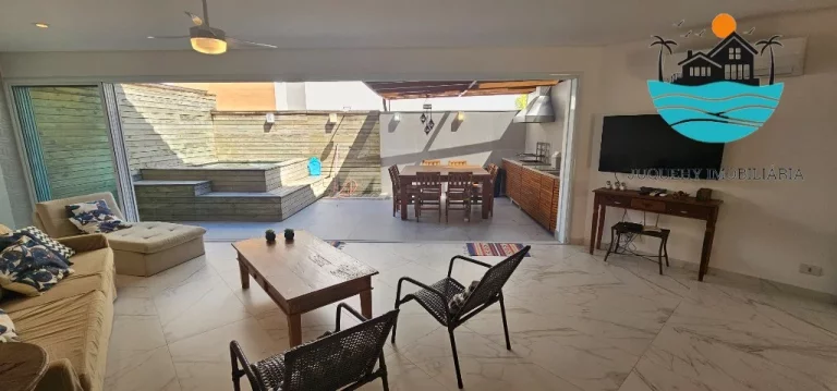 Imagem Temporada Aluguel em Juquehy com, 4 suítes, hidro, churrasqueira, 3 vagas, 300m da praia - Acomodação máx. 10 pessoas | Juquehy Imobiliária