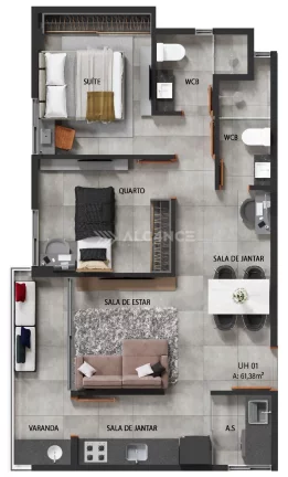 Imagem Apto - 2 Quartos - 1 Suíte - 61,38 m² - Camboinha, Cabedelo/PB