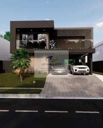Imagem Vendo casa, em condomínio fechado, com 274,20m², 3 suítes, escritório, cozinha c/ ilha integrada e 4 vagas