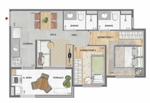 Imagem Apartamentos à venda na Mooca com 2 dorms., opção de terraço e lazer completo. Conheça o Cidade...