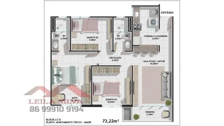 Imagem Apartamento 3 dormitórios para Venda em Parnaíba, São Sebastião, 3 dormitórios, 1 suíte, 2 banheiros, 1 vaga