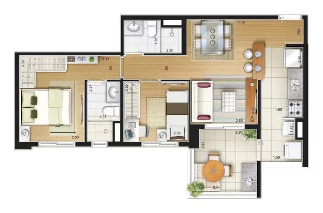 Imagem Apartamento para Venda em São Paulo, Mooca, 2 dormitórios, 1 suíte, 2 banheiros, 1 vaga
