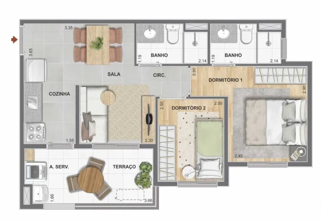 Imagem Apartamentos à venda na Mooca com 2 dorms., opção de terraço e lazer completo. Conheça o Cidade...