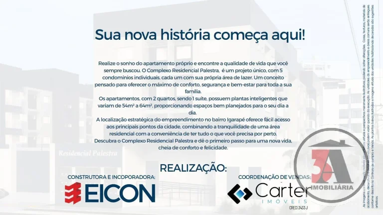 Imagem Residencial Palestra apto. 54m2 e 64m2