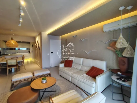Imagem Apartamento atualizado e reformado com vista para o mar e lazer, 3 quartos com suíte e 2 vagas na Pitangueiras, Guarujá-SP - 165m² de área.