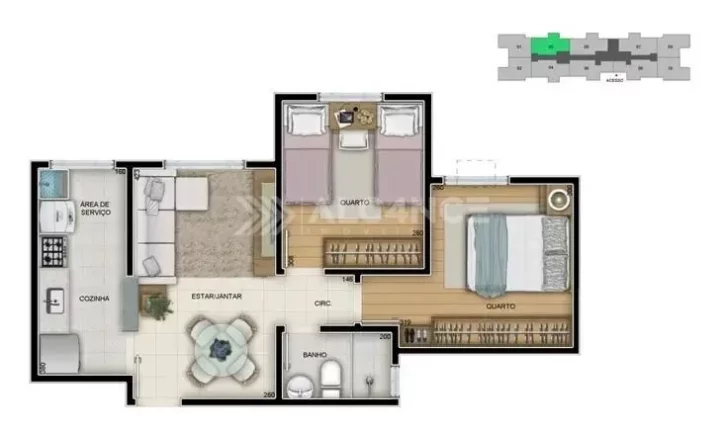 Imagem 2 Quartos - 1 Banheiro - 48m² - Conjunto Esplanada, João Pessoa/PB