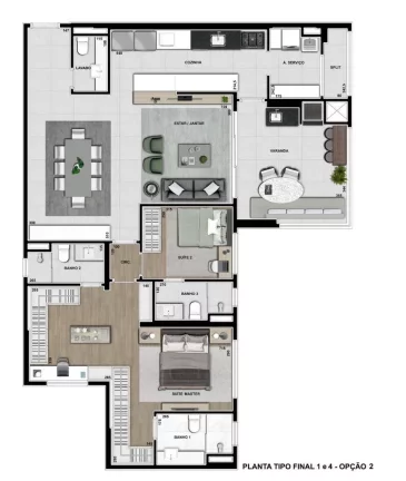 Imagem Évora: Apartamento Plaenge de 132m² - 3 Suítes no Jardim das Américas