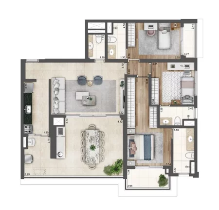Imagem Apartamento para Venda em São Paulo, Bras, 3 dormitórios, 3 suítes, 4 banheiros, 2 vagas