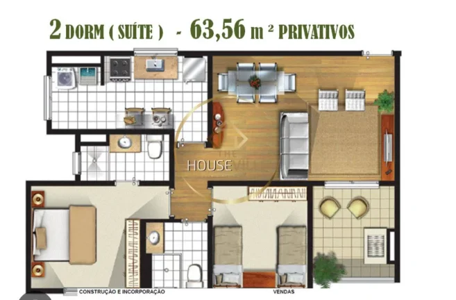 Imagem Apartamento Locação, 2 dormitórios ( 1 suíte), Edifício Dai Torii, Sjc.