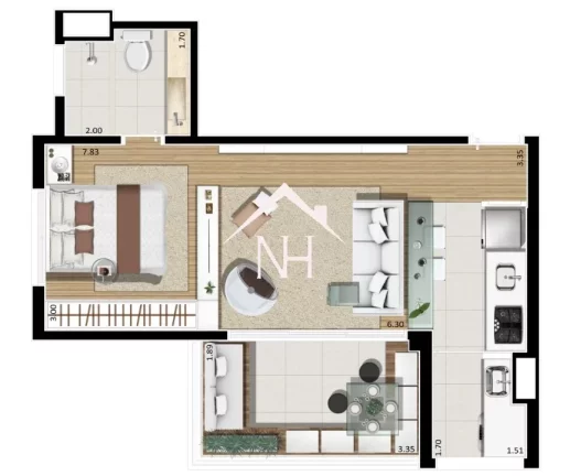 Imagem Apartamento na Vila Mariana de 45m c/ 1 dormitório, terraço,1 vaga, sauna, salão de festas,piscinas,solarium,dec,lavanderia,fitness,churrasqueira,deck