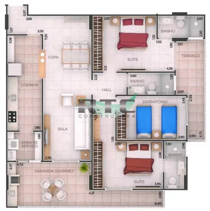 Imagem Apartamento com 3 dorms, Canto do Forte, Praia Grande - R$ 950 mil, Cod: 1757