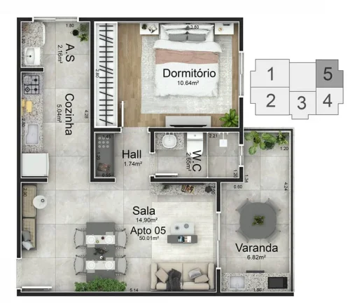 Imagem APARTAMENTO COM 50 m² - CAIÇARA - PRAIA GRANDE SP