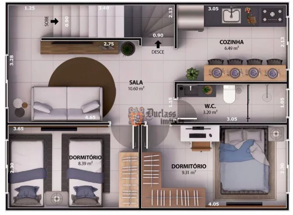 Imagem Sobrado com 3 dormitórios à venda, 78 m² por R$ 470.000,00 - Vila Guilhermina - Praia Grande/SP