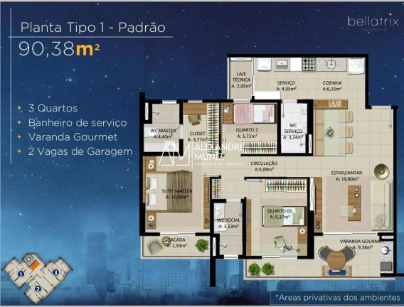 Imagem Bellatrix Residence, 3 quartos, apartamento à venda no Guararapes.