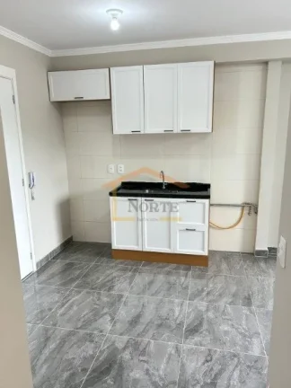 Imagem Apartamento com 39m², 2 dormitórios, sala 2 ambientes, sacada, cozinha, área de serviço. Cozinha...