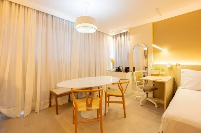 Imagem Apartamento 29M², 1Q, 1 Banheiro, Churrasqueira, Piscina, Piscina no Rooftop, Salão de Jogos, Terraço, Lounge, Deck Molhado, Split, Lounge, Lavanderia