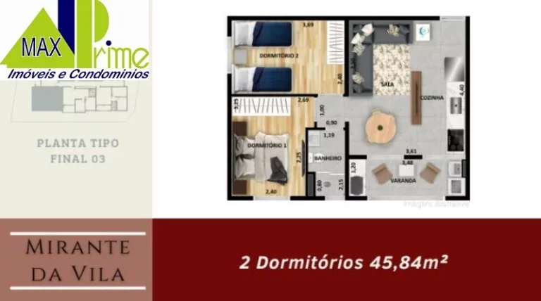 Imagem Apartamentos Mirante Da Vila Ótima localização 42,3m² metro patriarca