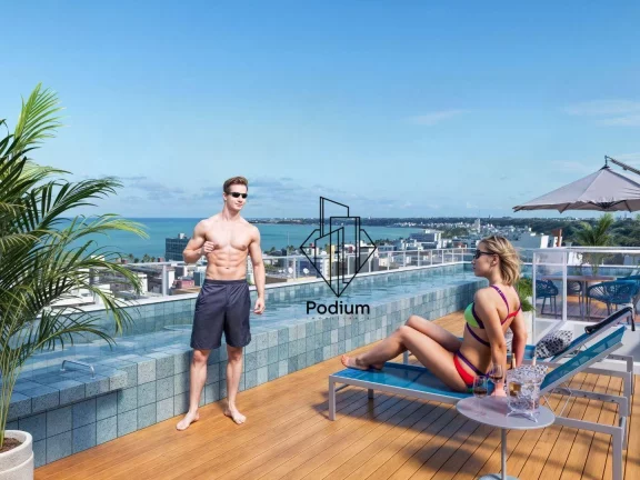 Imagem Flats com 01 quarto e varanda a 350m da Praia do Cabo Branco