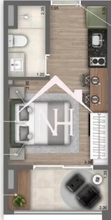 Imagem Studio de 25m² com Dormitório, Varanda, Terraço Externo com Horta, Salão de Festas, Piscina com Spa, Deck Molhado, Fitness, Churrasqueira, Espaço Zen