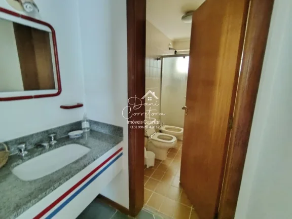 Imagem Apartamento com vista para o mar e lazer, 3 quartos com suíte e 2 vagas na Pitangueiras, Guarujá-SP - 165m² de área.