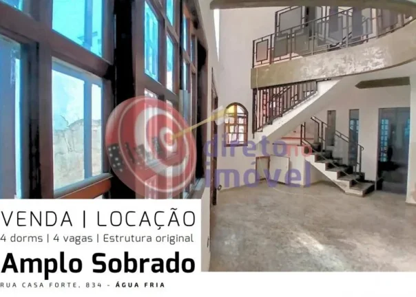 Imagem SOBRADO A VENDA/LOCAÇÃO 280m² 4 QUARTOS 4 VAGAS ÁGUA FRIA SÃO PAULO