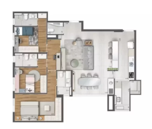 Imagem Apartamento para Venda em Santo André, Vila Assunção, 3 suítes, 4 banheiros, 2 vagas