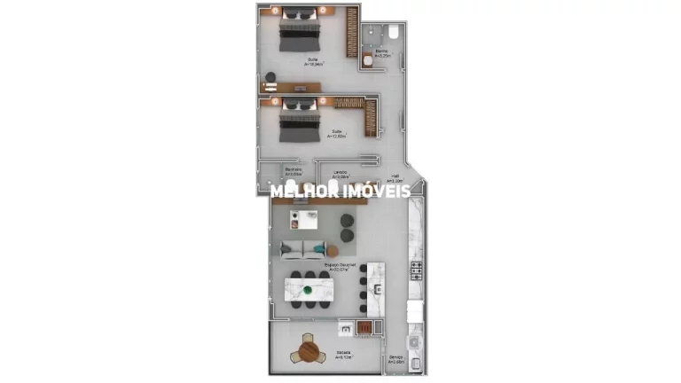 Imagem Apartamento na Planta à Venda com 03 Suítes, Sacada com Churrasqueira, Localizado no Bairro Meia Praia em Itapema - SC