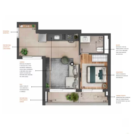 Imagem Apartamento em Construção: 1 suíte e 1 banheiro, 33,00 m² em Moema
