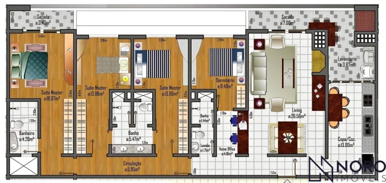 Imagem Apartamento amplo à venda com 4 dormitórios, suíte, 2 vagas de garagem no Bairro