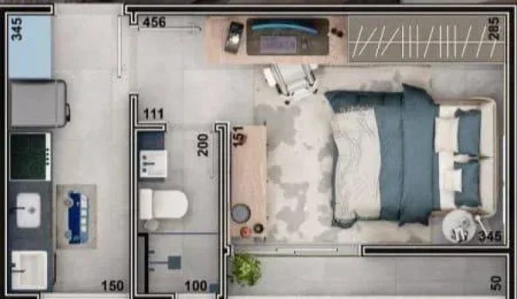 Imagem Studio à venda, no Collegiate Varginha/MG, em Varginha, Santa Luiza, com 1 quarto, 22,74m2