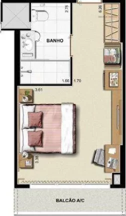 Imagem Apartamento com 1 dormitório à venda, 24 m² por R$ 330.000,00 - Cabral - Curitiba/PR
