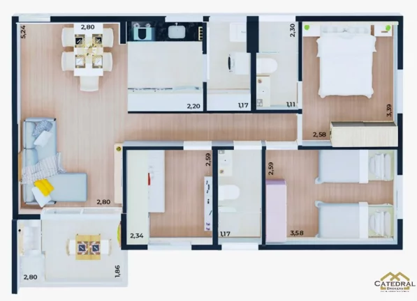 Imagem Apartamento 3 quartos (1 suíte) 1 vaga coberta - Recanto Quarto Centenário