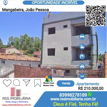 Apartamento com 3 Qtos à venda em Mangabeira, Joãoa Pessoa/PB