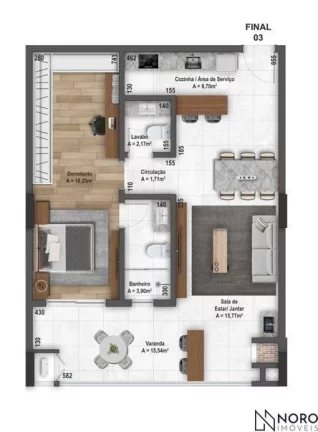 Apartamento de 1 dormitório á venda perto da UFN
