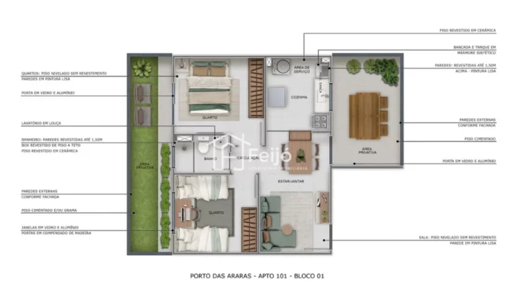 Imagem Apartamentos 2 dormitórios com opção de Sacada - Restinga