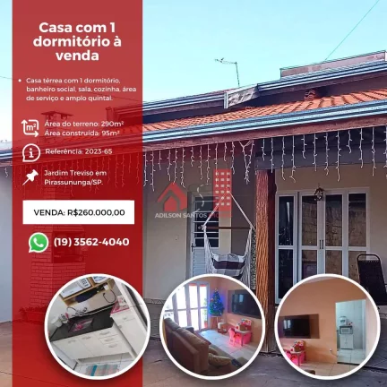 Casa com 1 quarto, Jardim Treviso, Pirassununga - R$ 260 mil, Cod: 129