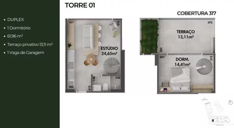 Imagem Studio duplex com terraço