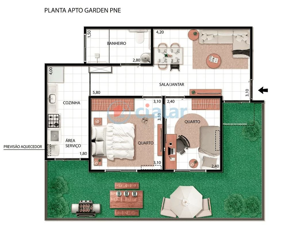 Imagem Garden à venda 2 Quartos 70.13M Campo Grande Rio de Janeiro - RJ | Varandas Mendanha