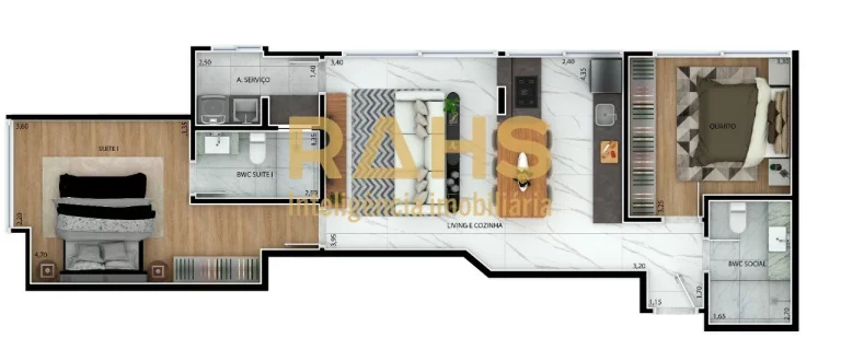 Imagem Apartamento no Bairro América Com área privativa de 71m², muito bem distribuído com 1 suíte + 1...