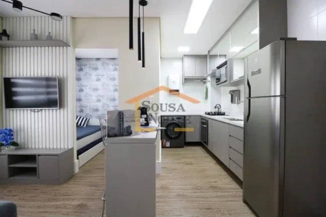 Imagem Apartamento de 46m², 2 dormitórios, sendo 1 suíte, com sistema de ar condicionado central. Imóve...