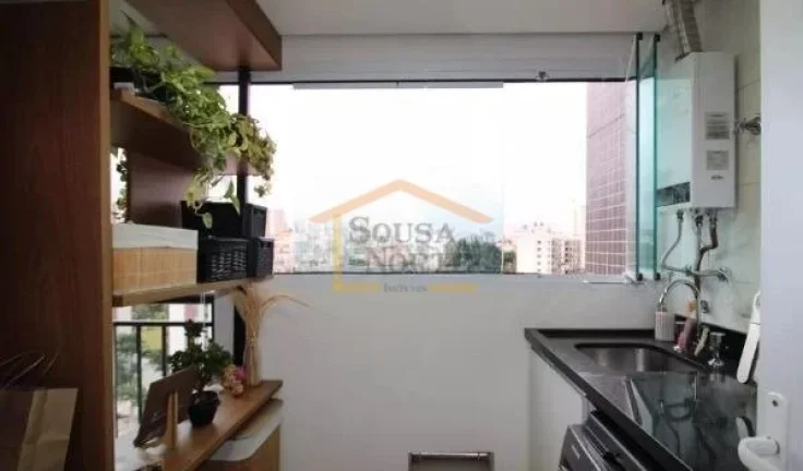 Imagem Apartamento com 42 m², composto por 1 dormitório, 1 banheiro, sala integrada com varanda e área d...