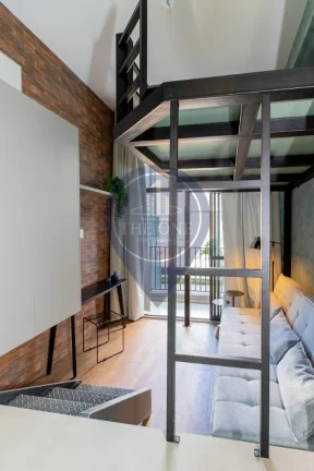 Imagem Studio Moderno à Venda ou Locação em Santo Amaro, São Paulo-SP: 1 Quarto, 1 Banheiro, 24,00 m² de Área.