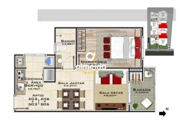 Imagem APARTAMENTO 1 DORMITÓRIO