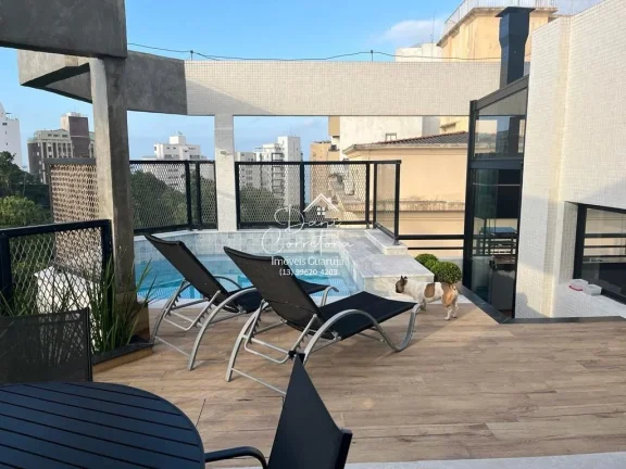 Magnífica cobertura de 3 quartos à venda no Morro do Maluf em Guarujá-SP: 3 suítes, 2 salas, 4 banheiros, 2 vagas e 200m² de área!